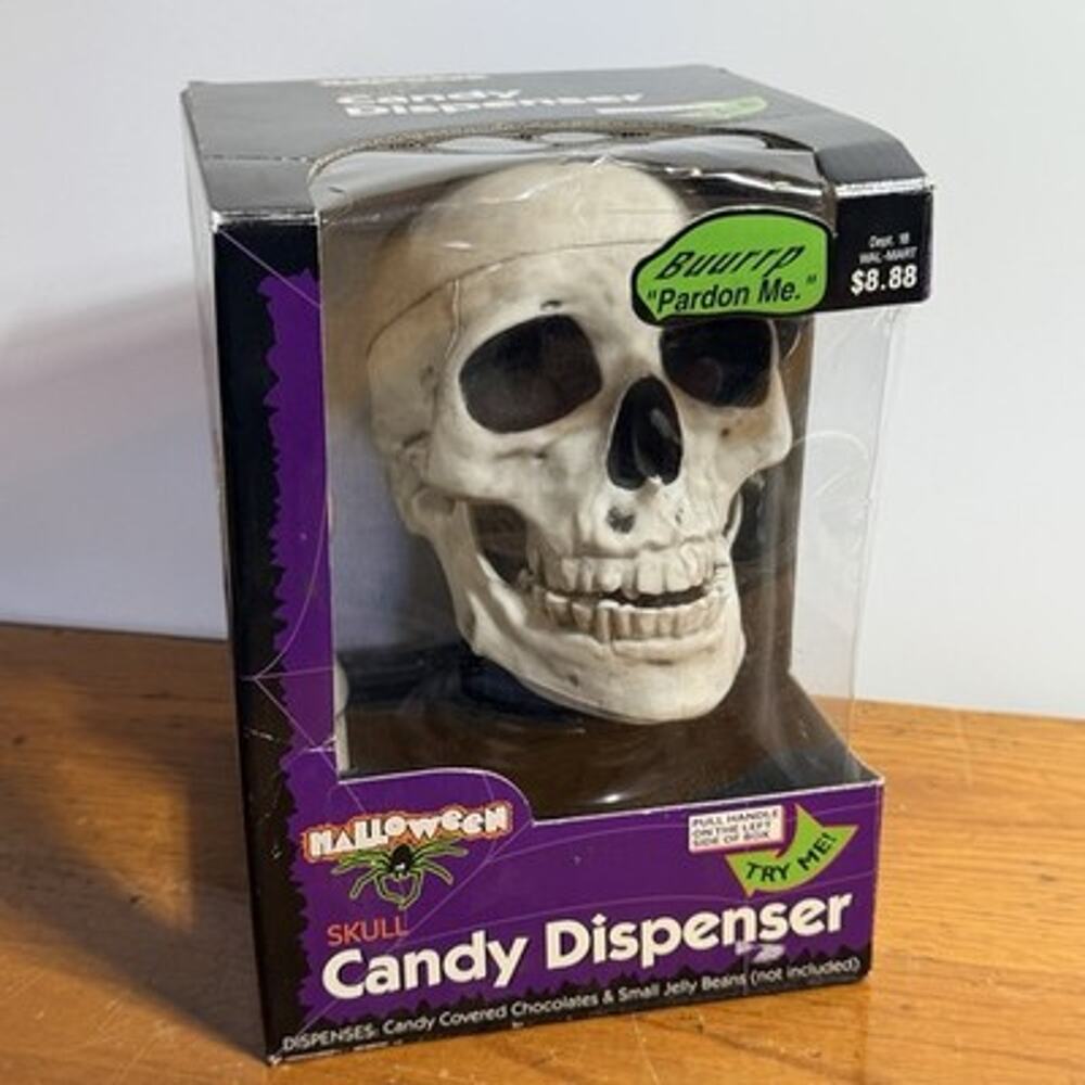 Vintage Halloween Talking Skull Burping Candy Dispenser Holiday Creations 2001